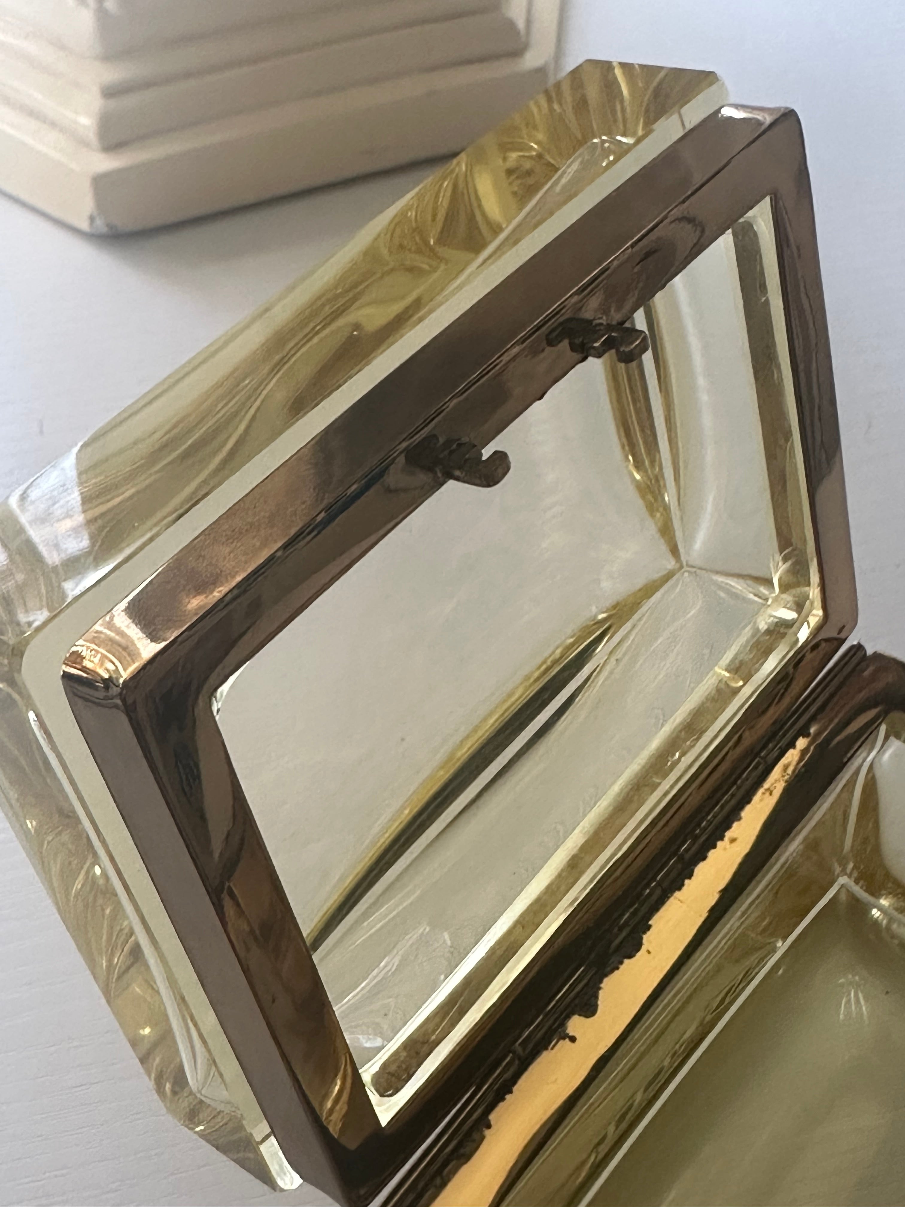 Vintage Italian Murano Yellow Casket Box with Key and Tassel