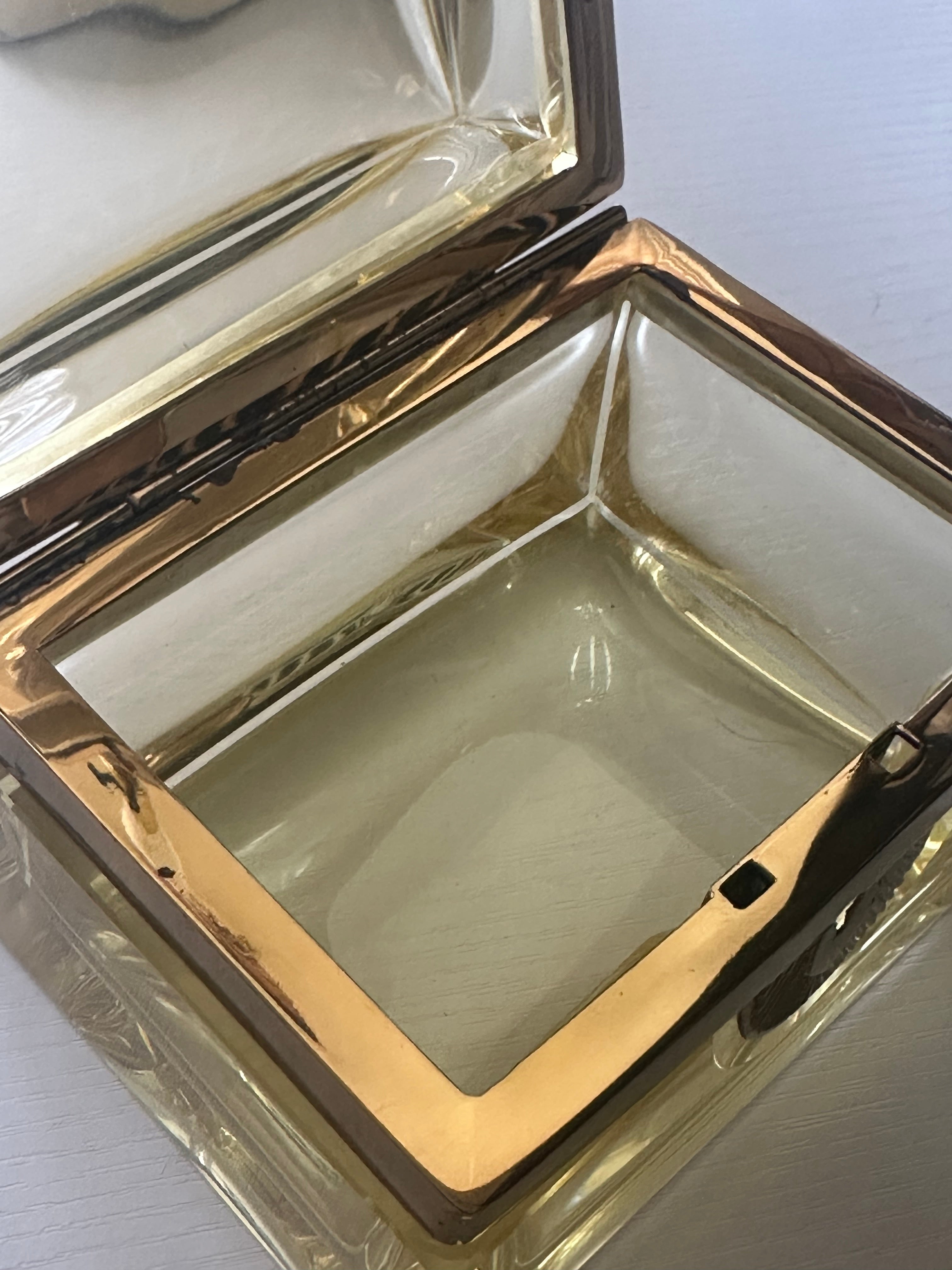 Vintage Italian Murano Yellow Casket Box with Key and Tassel