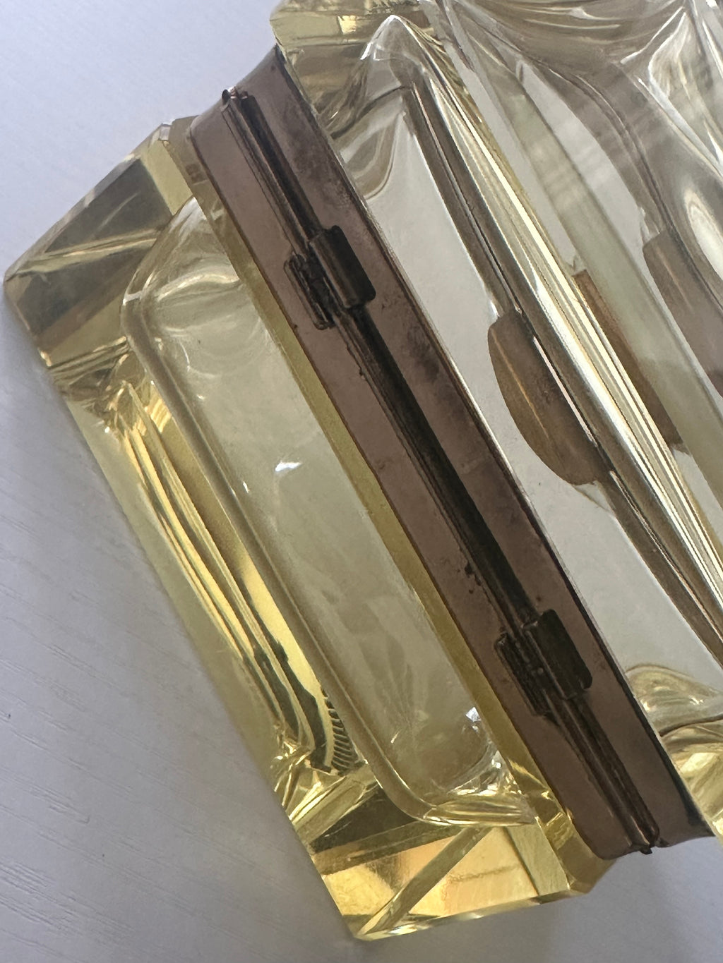 Vintage Italian Murano Yellow Casket Box with Key and Tassel