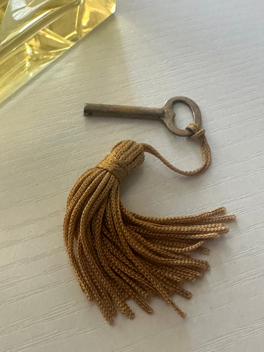 Vintage Italian Murano Yellow Casket Box with Key and Tassel