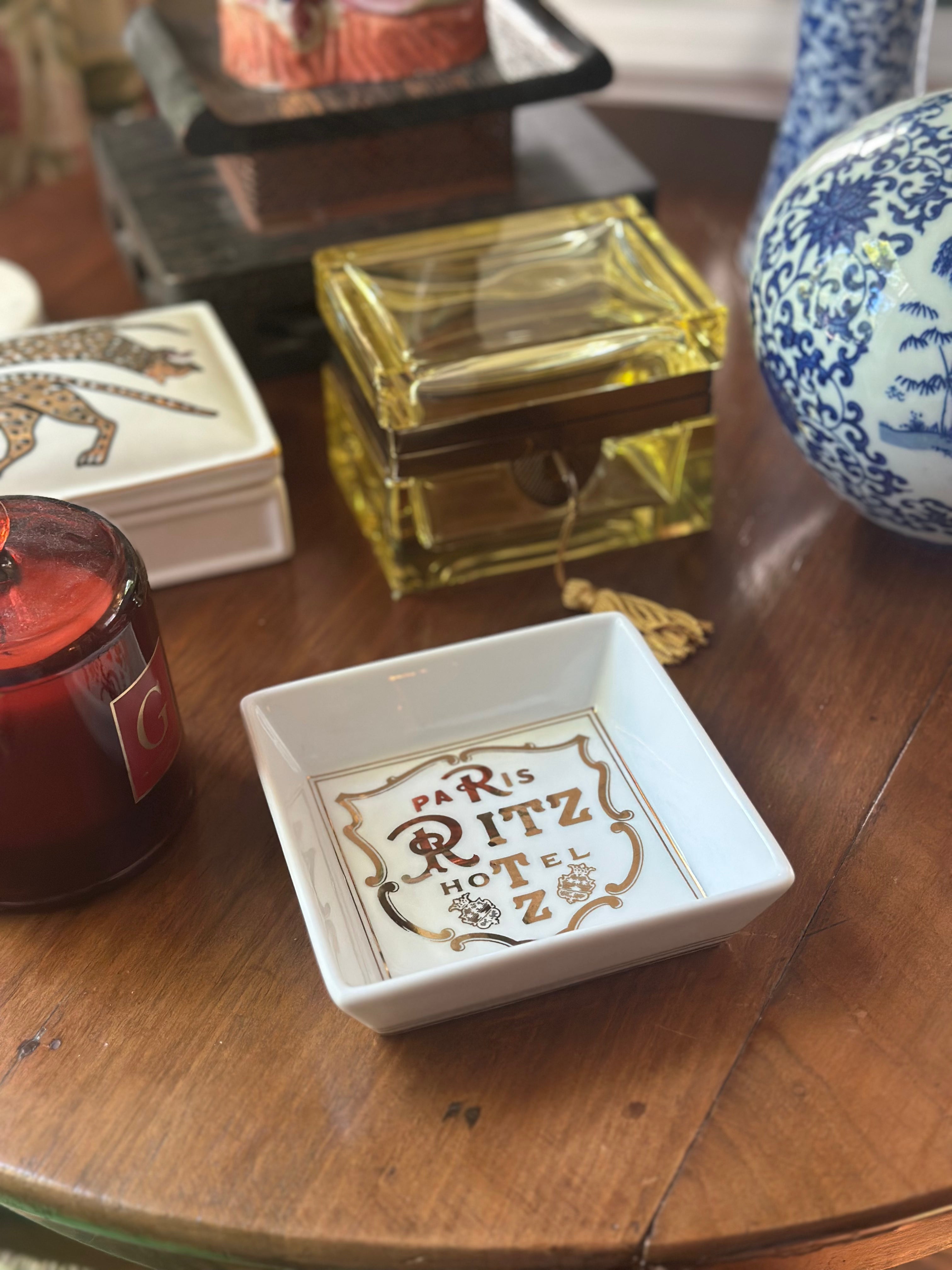 Ritz Hotel Porcelain Tray with 24k Gold Details