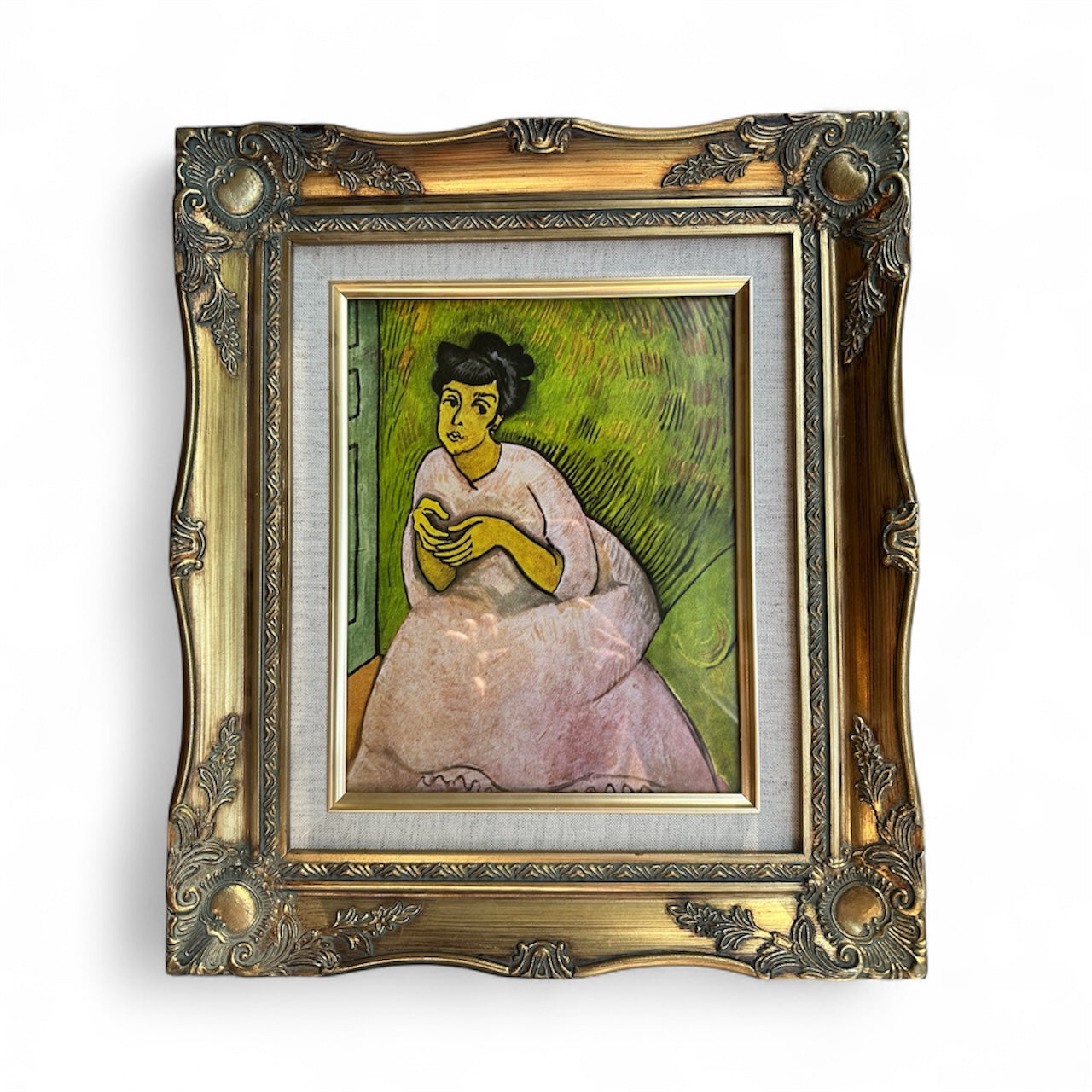 Framed Vintage Art Print: Raoul Dufy's "Woman in Rose" (or "The Woman in Pink")