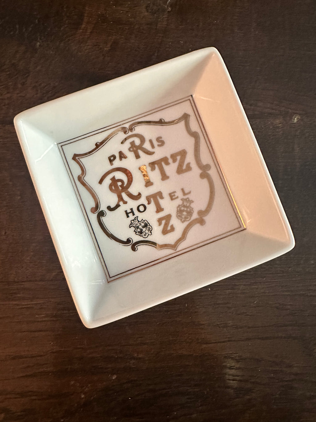 Ritz Hotel Porcelain Tray with 24k Gold Details