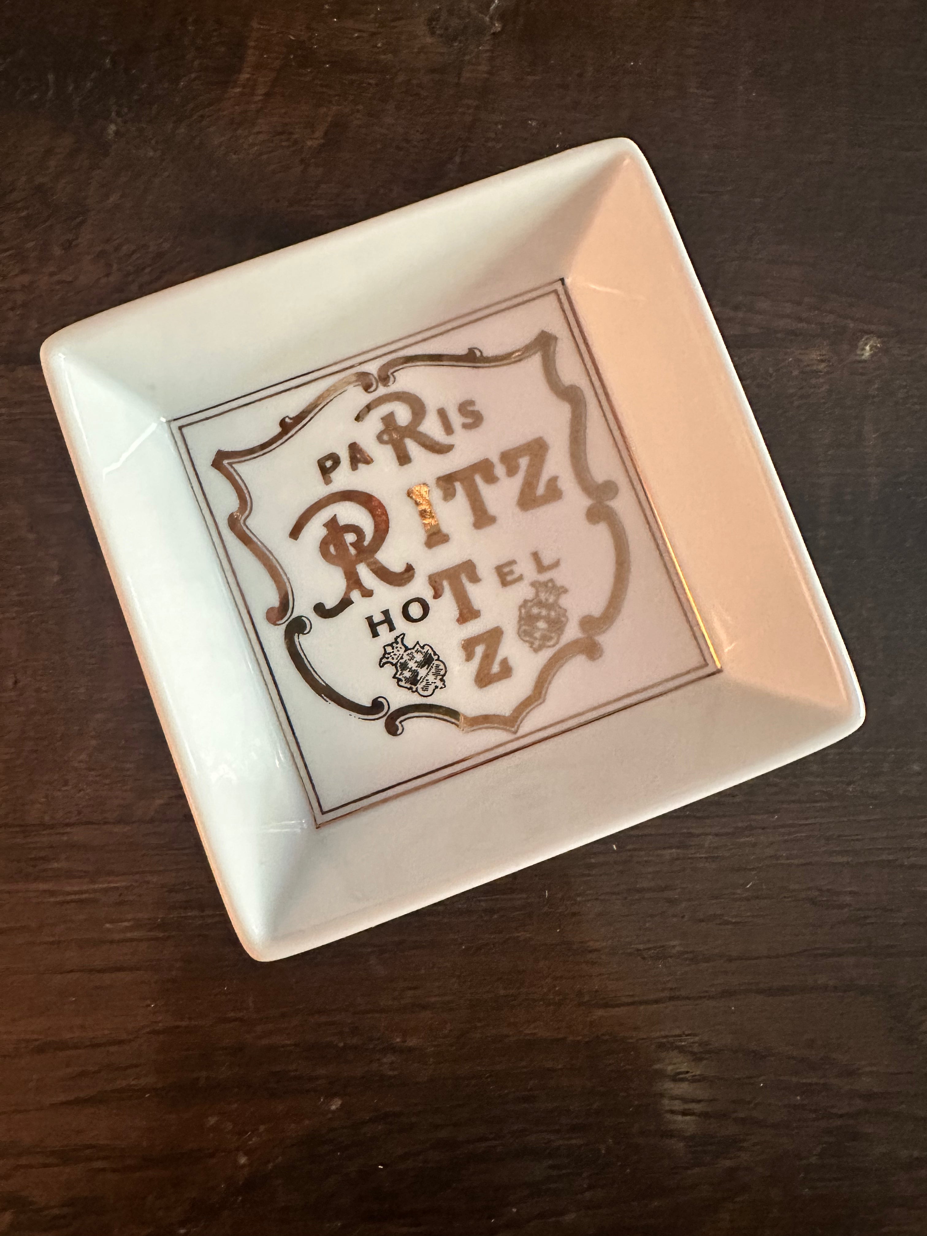 Ritz Hotel Porcelain Tray with 24k Gold Details