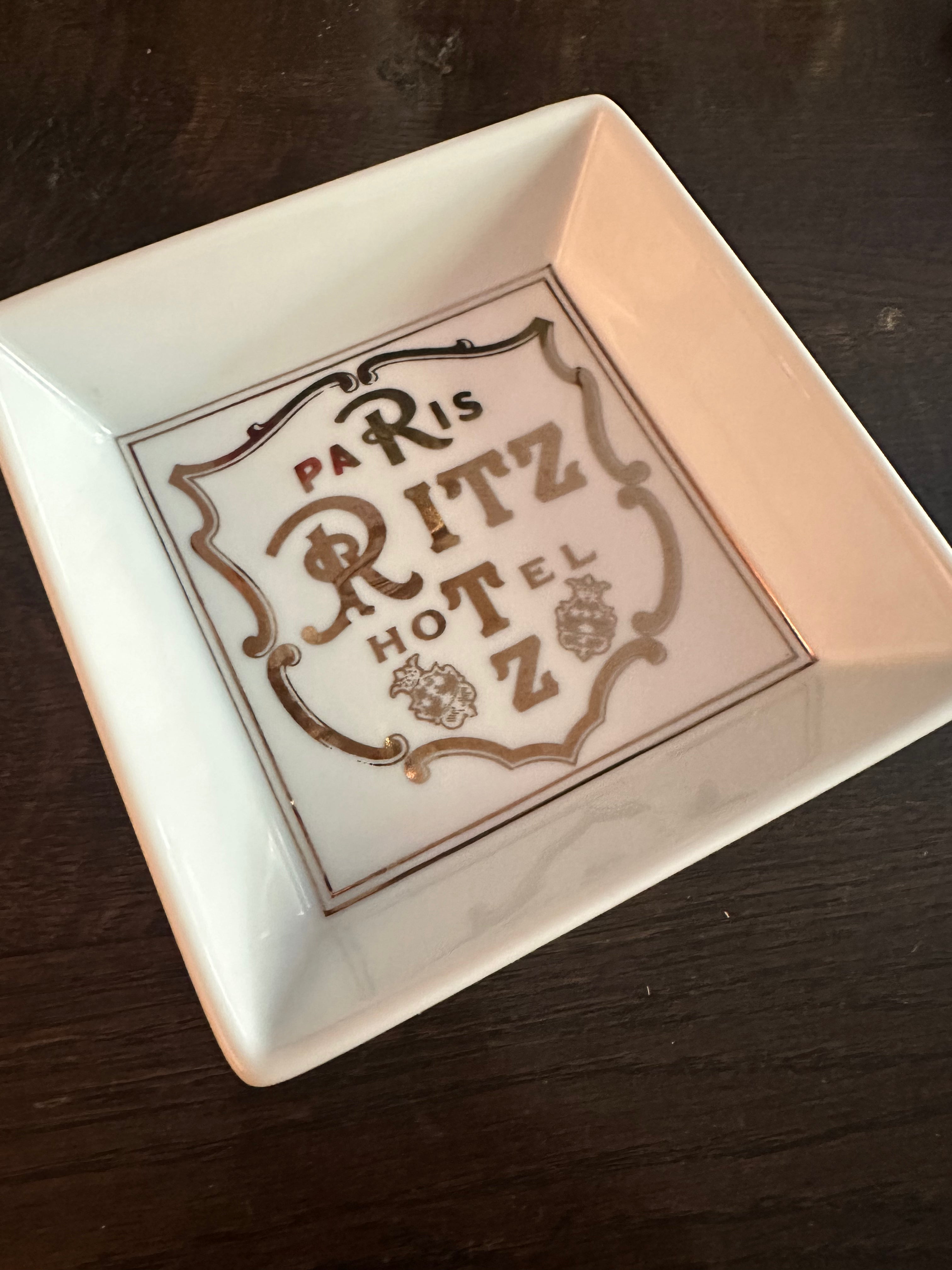 Ritz Hotel Porcelain Tray with 24k Gold Details